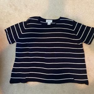 Pendleton womens 2x  Navy white striped short sleeve top